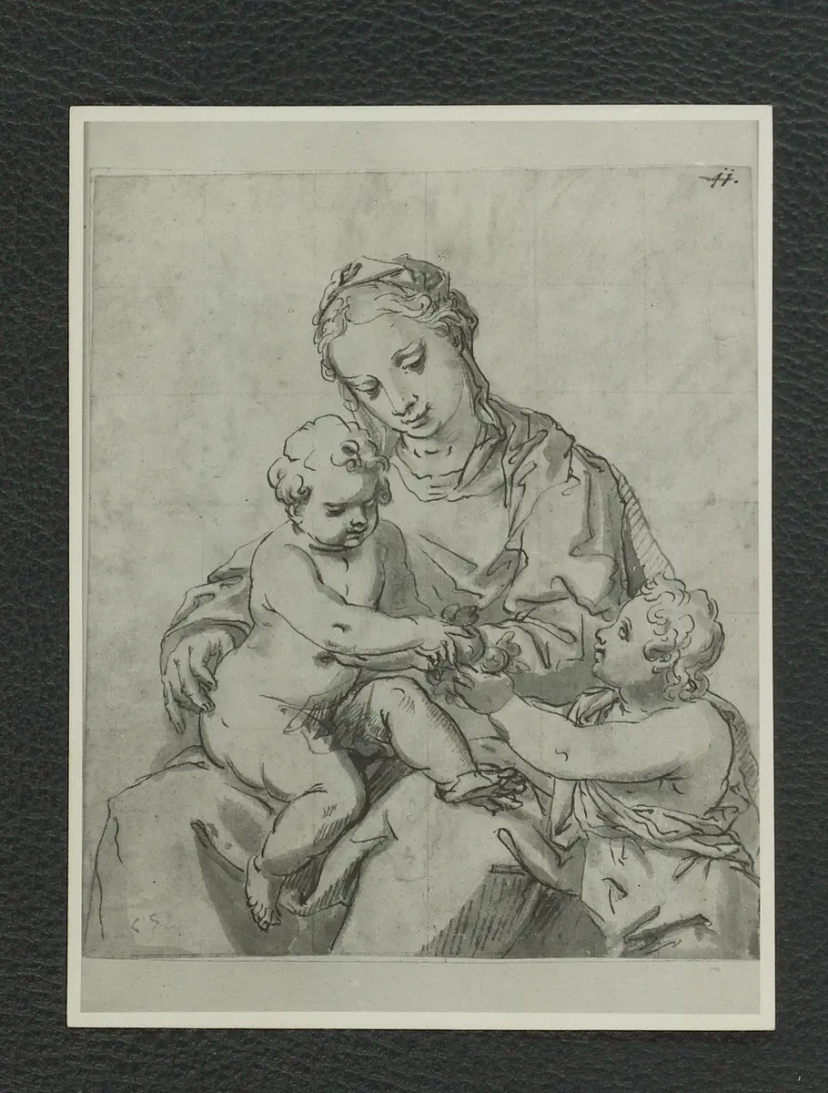 Madonna mit Kind und Johannes. Art des Raffael. 16 x 19 cm