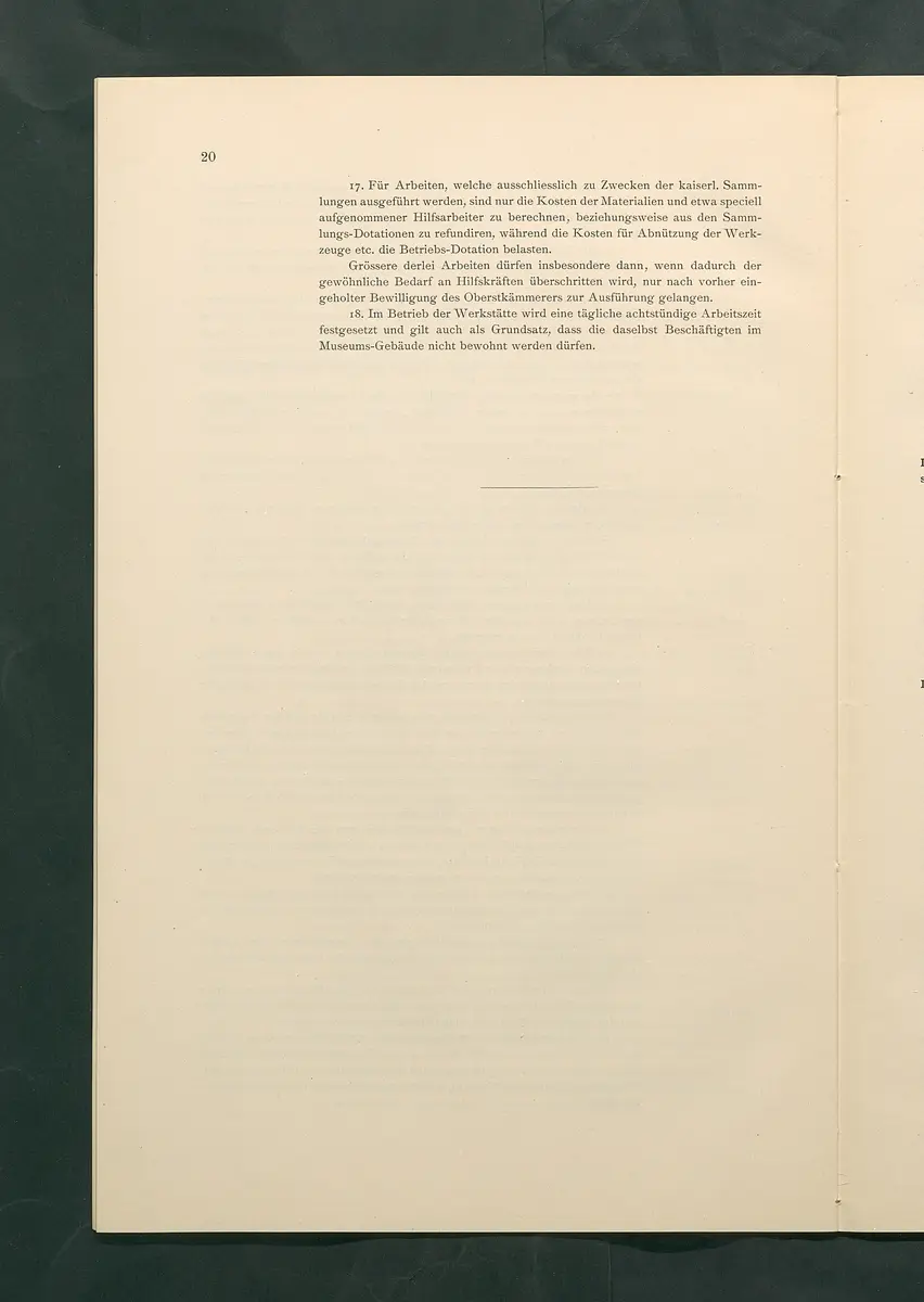 Bestimmungen für den Dienstbetrieb in den kunsthistorischen Sammlungen des Allerhöchsten Kaiserhauses