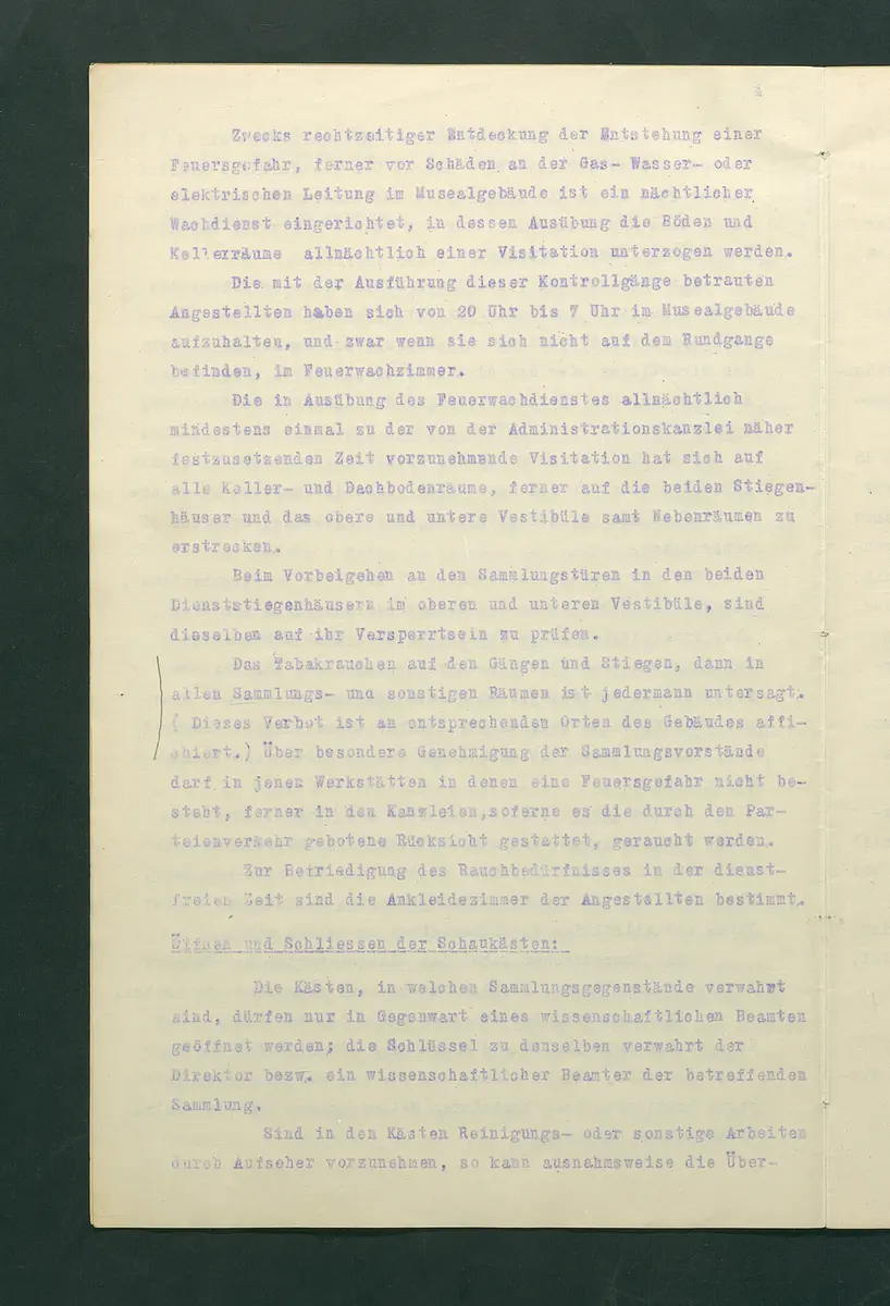 Dienstbestimmungen für das Aufsichtspersonal in den Sammlungen