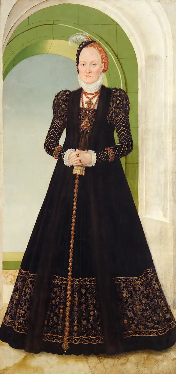 Anna von Dänemark (1532-1585), Kurfürstin von Sachsen, Bildnis in ganzer Figur
