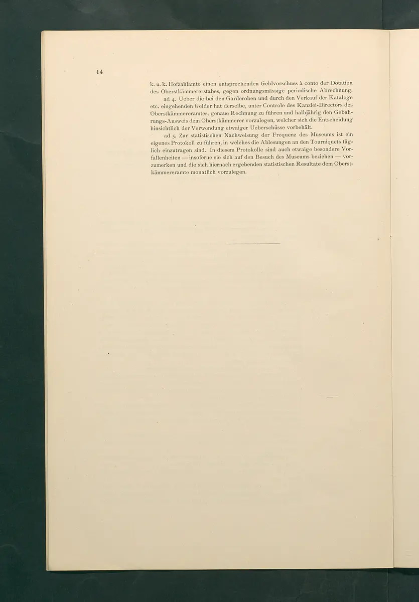Bestimmungen für den Dienstbetrieb in den kunsthistorischen Sammlungen des Allerhöchsten Kaiserhauses