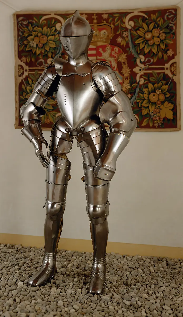 Ganzer blanker Harnisch, Rüstung zum Plankenstechen / Freirennen