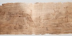 Mumienbinde, Zeichnungen auf Leinenrolle