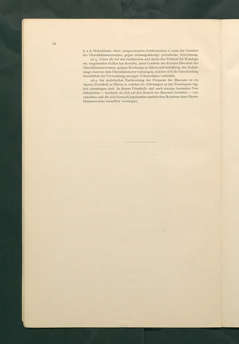 Bestimmungen für den Dienstbetrieb in den kunsthistorischen Sammlungen des Allerhöchsten Kaiserhauses