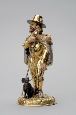 Sogenannter Jakobspilger mit Hund; Trinkgefäß