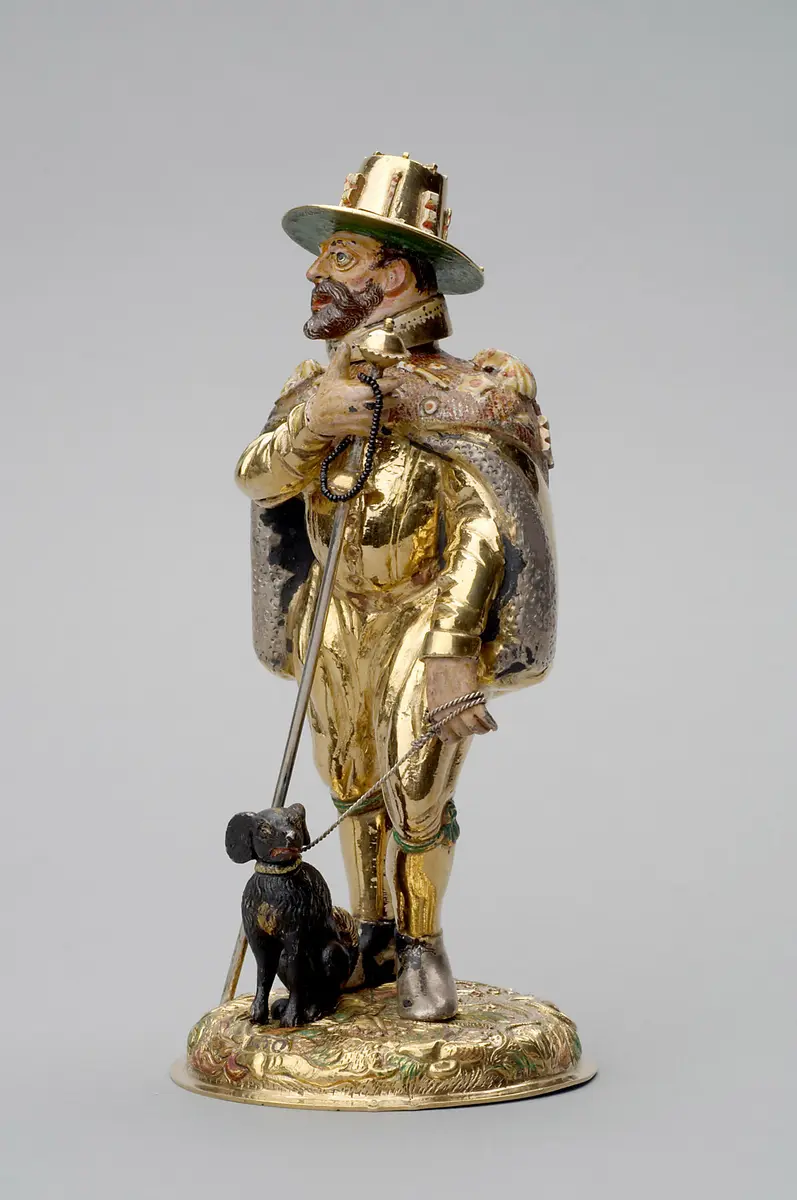 Sogenannter Jakobspilger mit Hund; Trinkgefäß