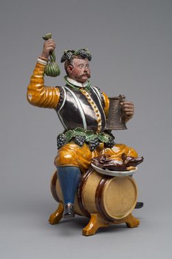 Gefäß; Statuette, Tongefäß, Scherzfigur, Prasser