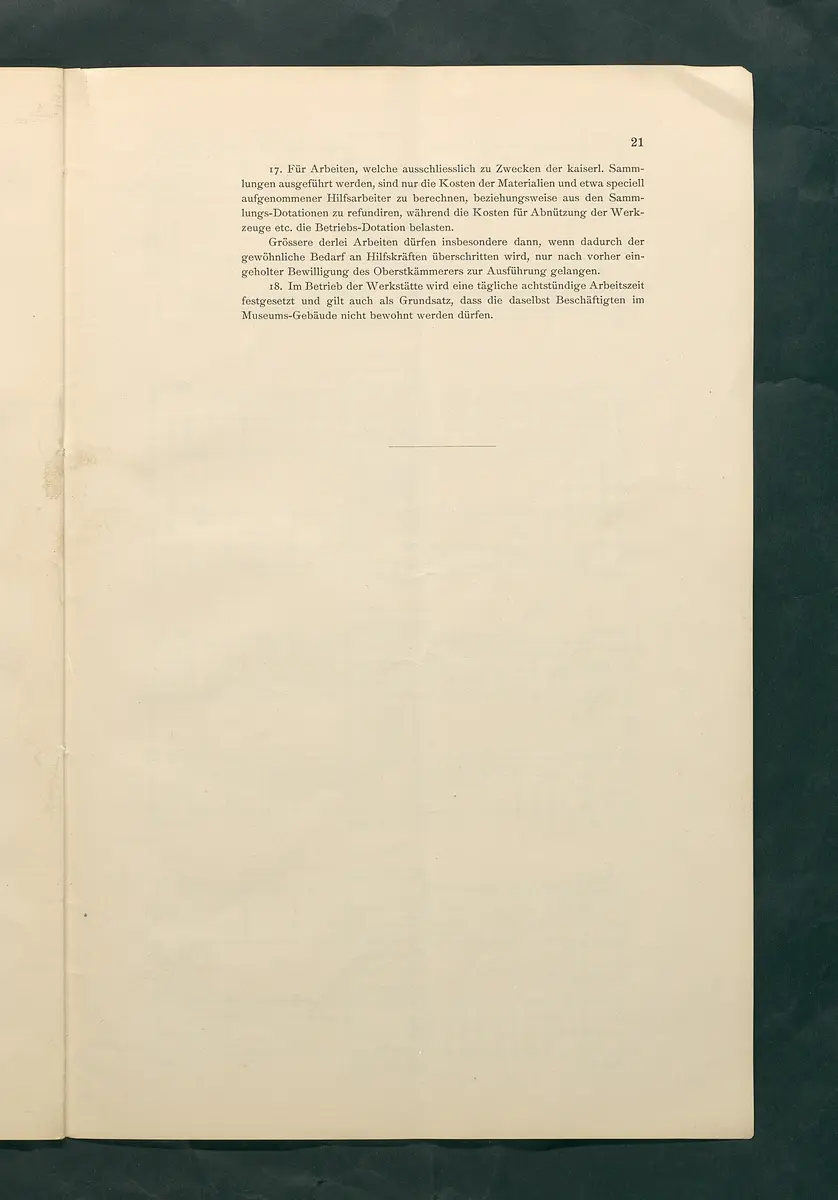 Bestimmungen für den Dienstbetrieb in den kunsthistorischen Sammlungen des Allerhöchsten Kaiserhauses