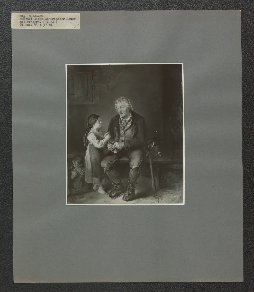 Ranftl: Alter steirischer Bauer mit Mädchen (1852), Öl-Holz 44 x 38 cm