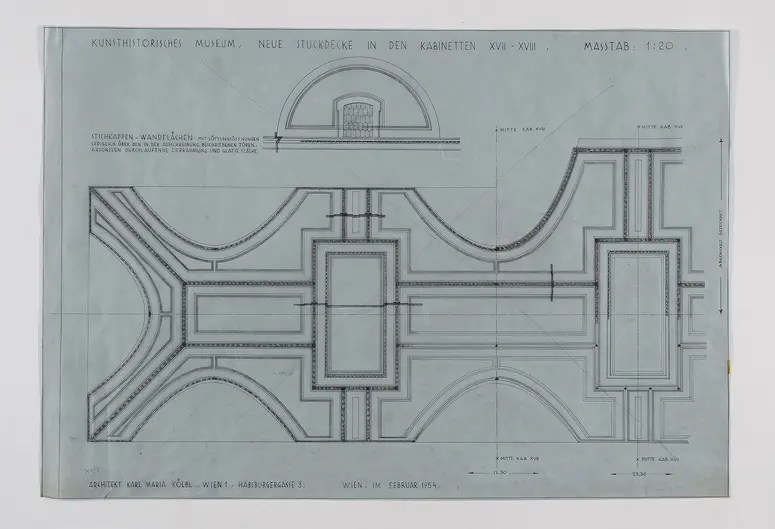 Kunsthistorisches Museum. Neue Stuckdecke in den Kabinetten XVII-XVIII