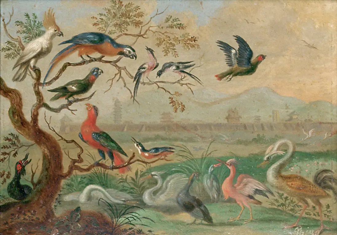 Ansichten aus den vier Weltteilen mit Szenen von Tieren: Peking