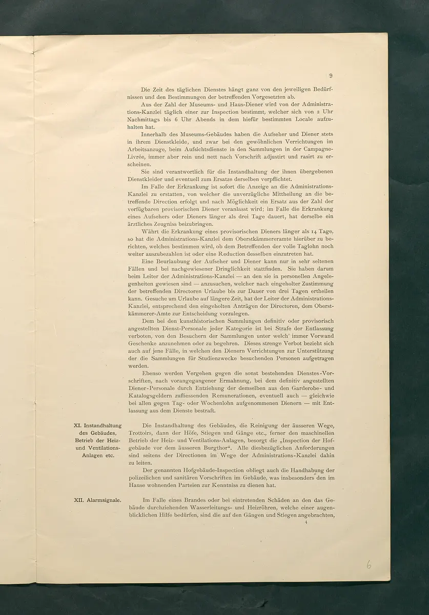 Bestimmungen für den Dienstbetrieb in den kunsthistorischen Sammlungen des Allerhöchsten Kaiserhauses