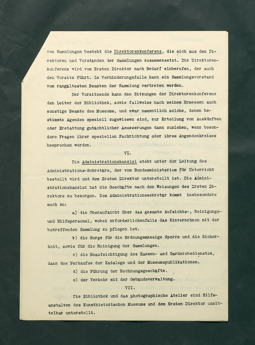 Dienstvorschriften für das Kunsthistorische Museum