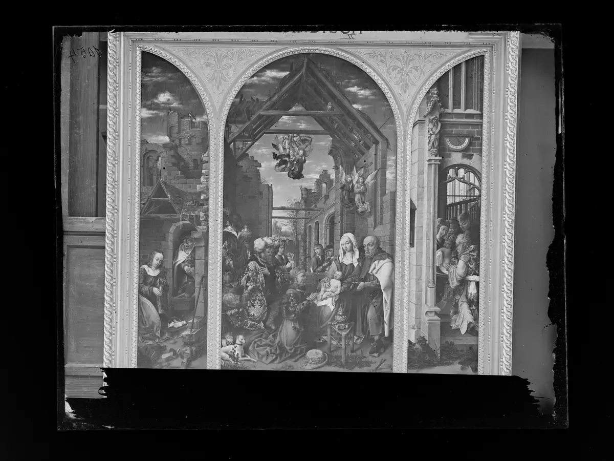 Flügelaltar (Mittelbild: Anbetung der Könige; linker Flügel: Geburt Christi; rechter Flügel: Beschneidung Christi)