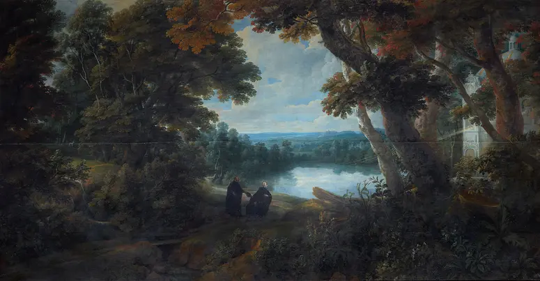 Große Waldlandschaft mit dem hl. Francisco Borja