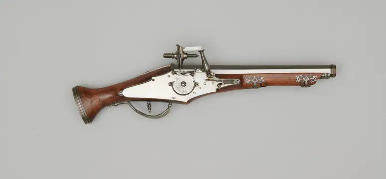 Kleine Radschlosspistole, so genannter “Fäustling” (Faustrohr)