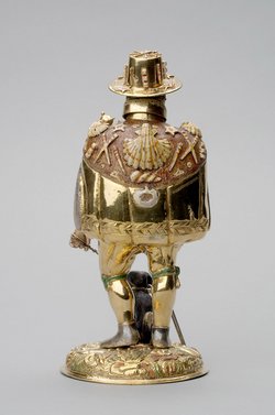 Sogenannter Jakobspilger mit Hund; Trinkgefäß