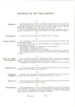 Instruktion für den Tagesaufseher