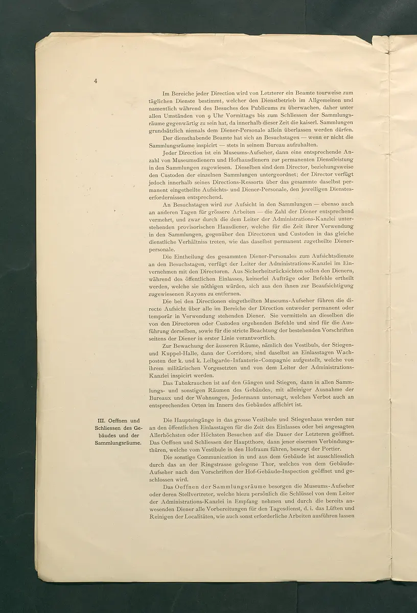Bestimmungen für den Dienstbetrieb in den kunsthistorischen Sammlungen des Allerhöchsten Kaiserhauses