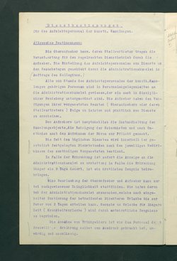 Dienstbestimmungen für das Aufsichtspersonal in den Sammlungen