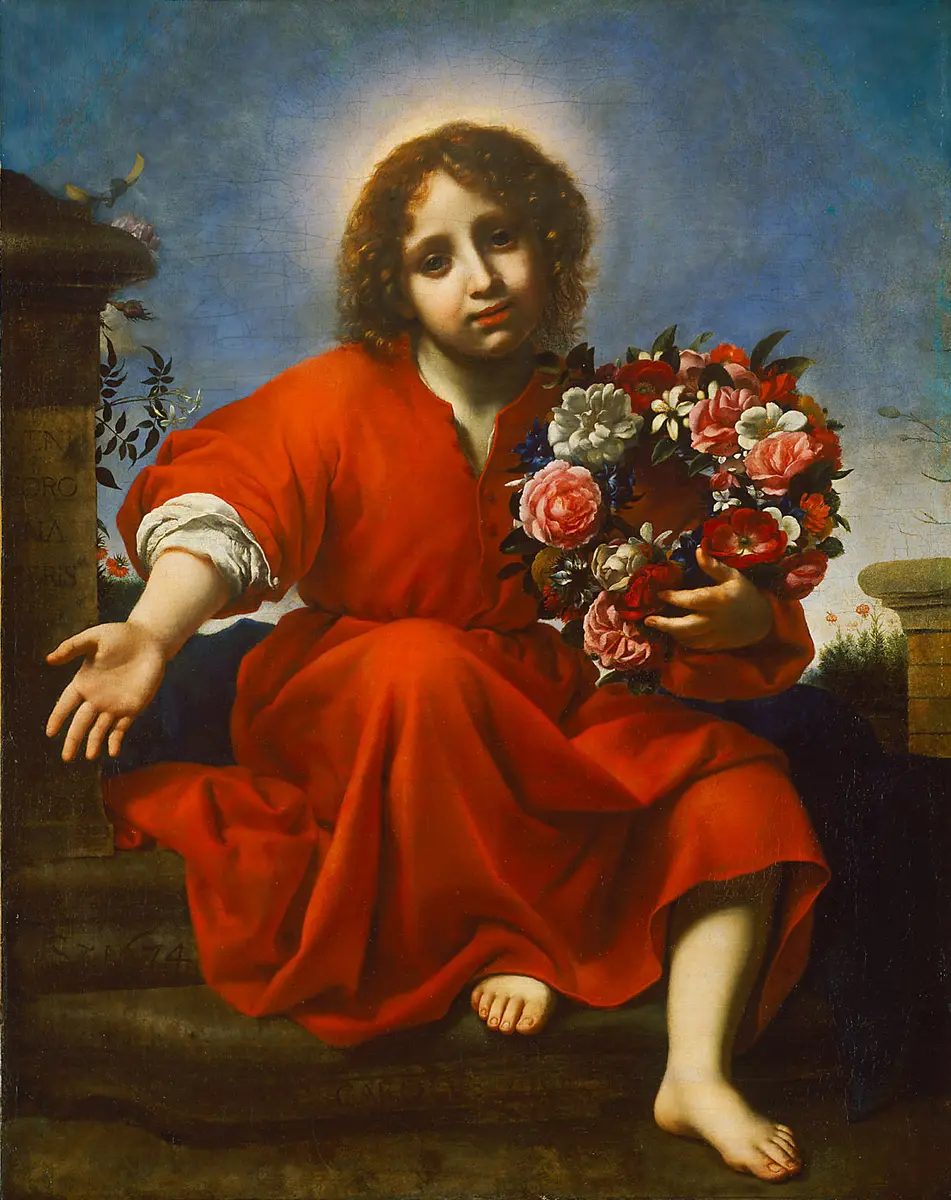Der Jesusknabe lädt die christliche Seele ein, um sie dem Hohelied entsprechend zu krönen