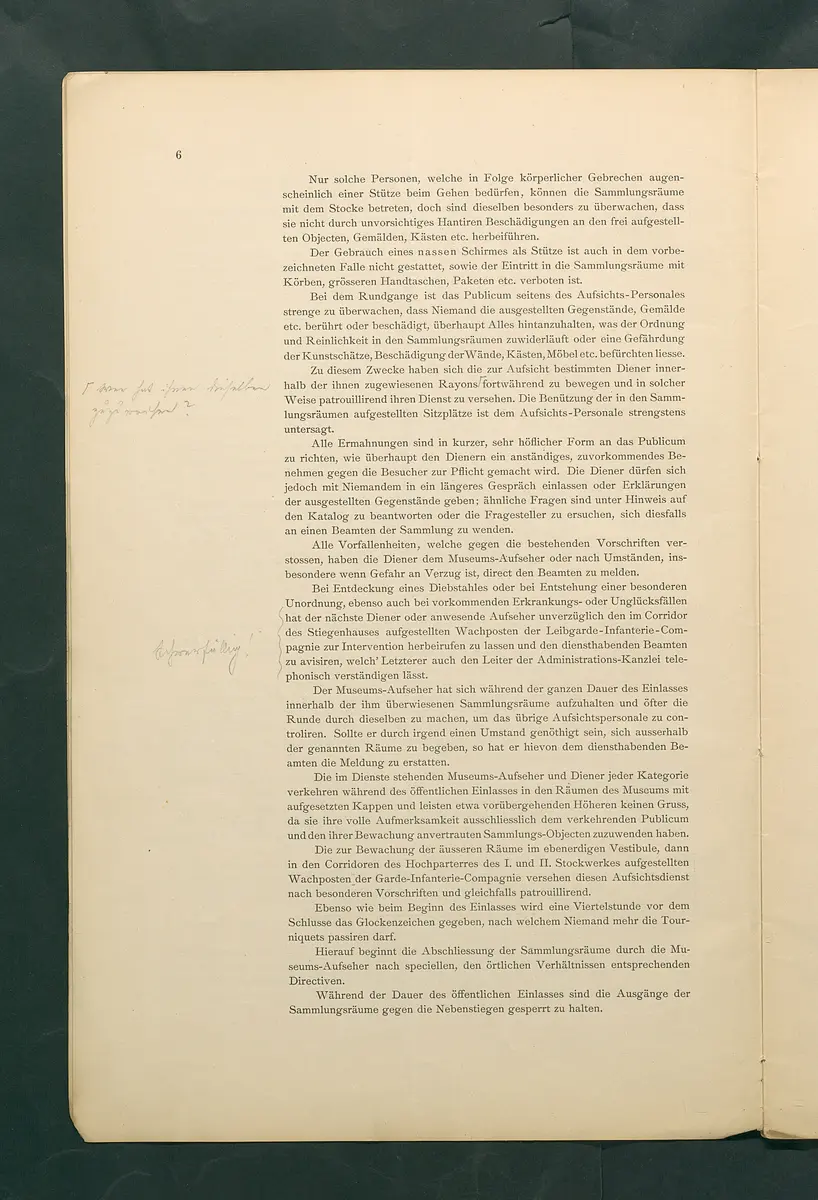 Bestimmungen für den Dienstbetrieb in den kunsthistorischen Sammlungen des Allerhöchsten Kaiserhauses
