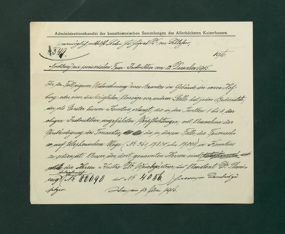 Feuerwachordnung für das Kunsthistorische Museum