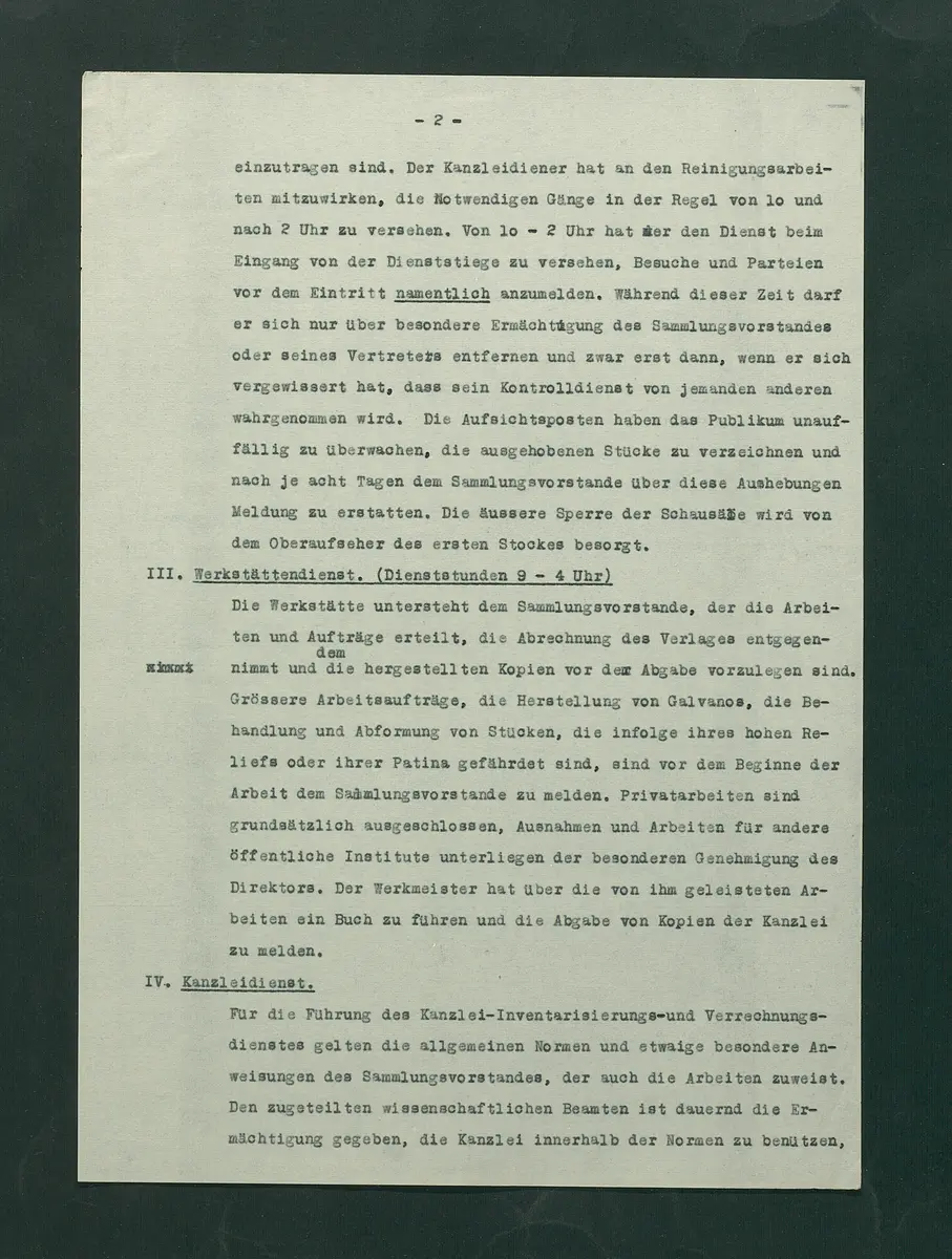 Dienstvorschriften für die Sammlung von Medaillen, Münzen und Geldzeichen