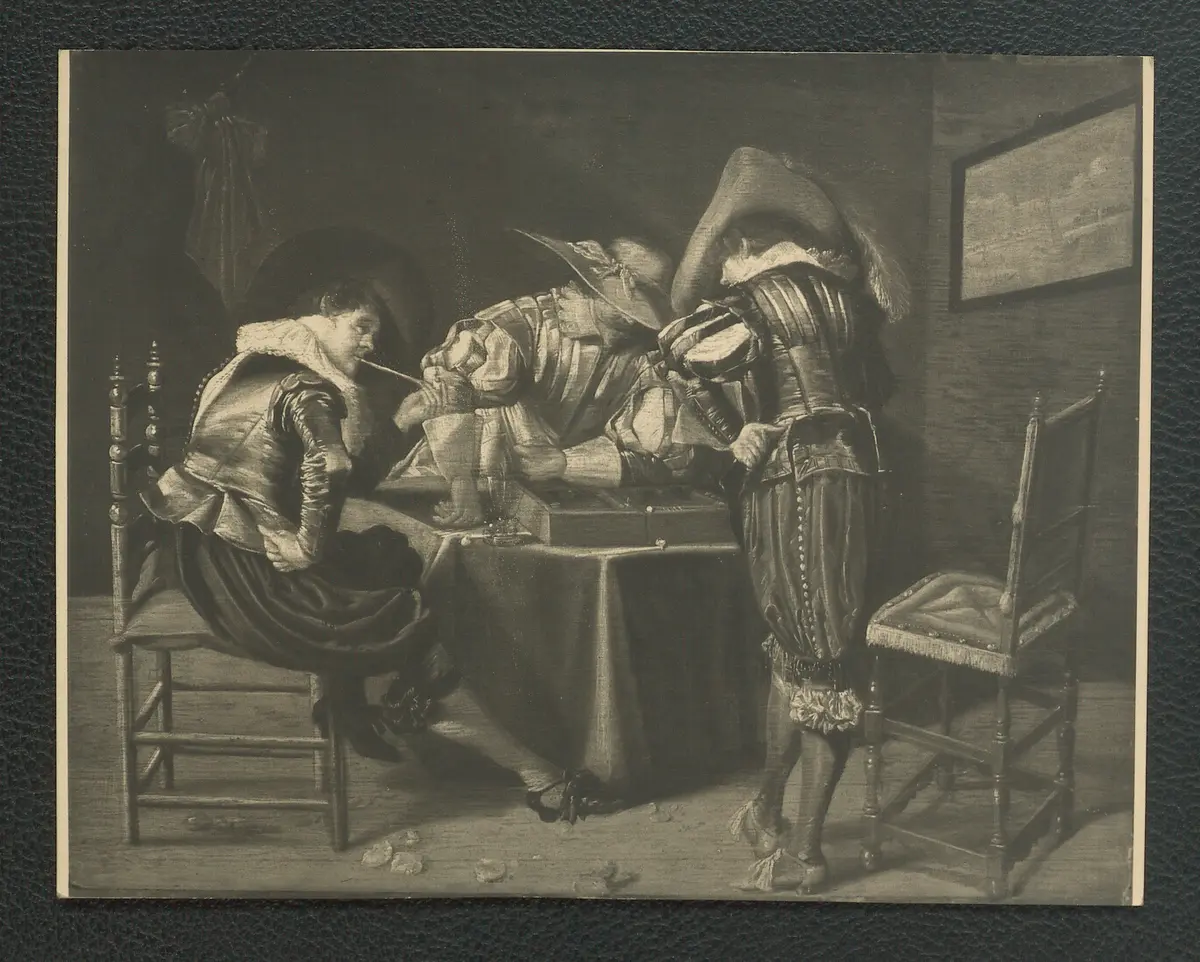 Dirck Hals: Drei spielende Kavaliere. Öl-Holz 29 x 35 cm