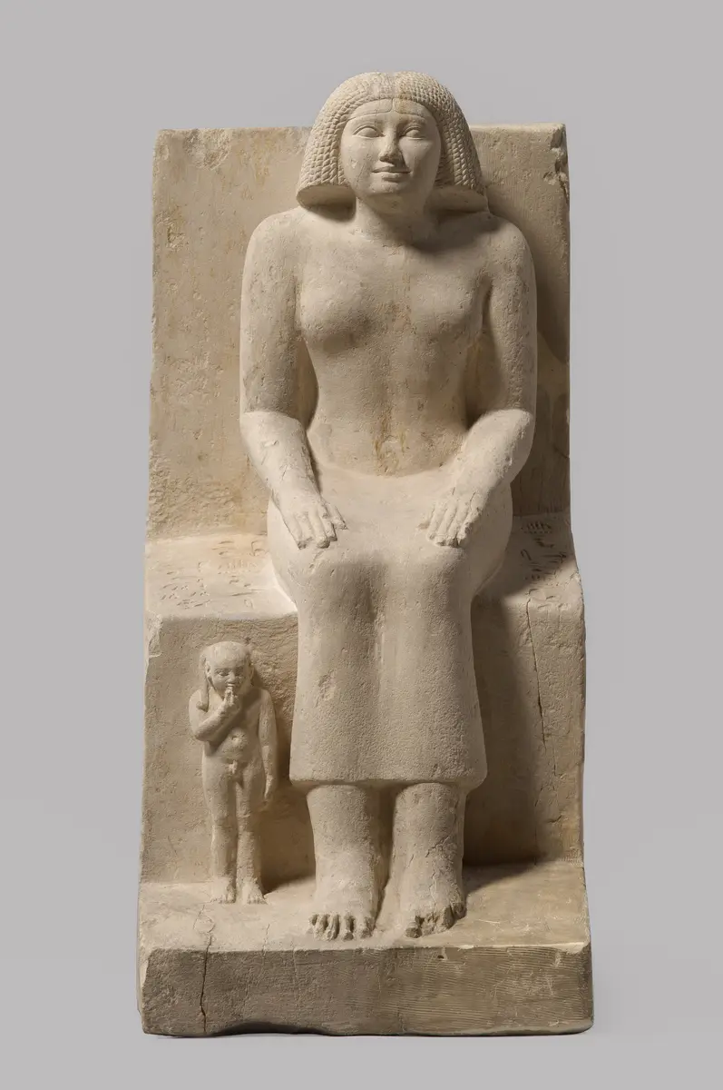 Sitzstatue der Chent und ihres Sohnes Rudju