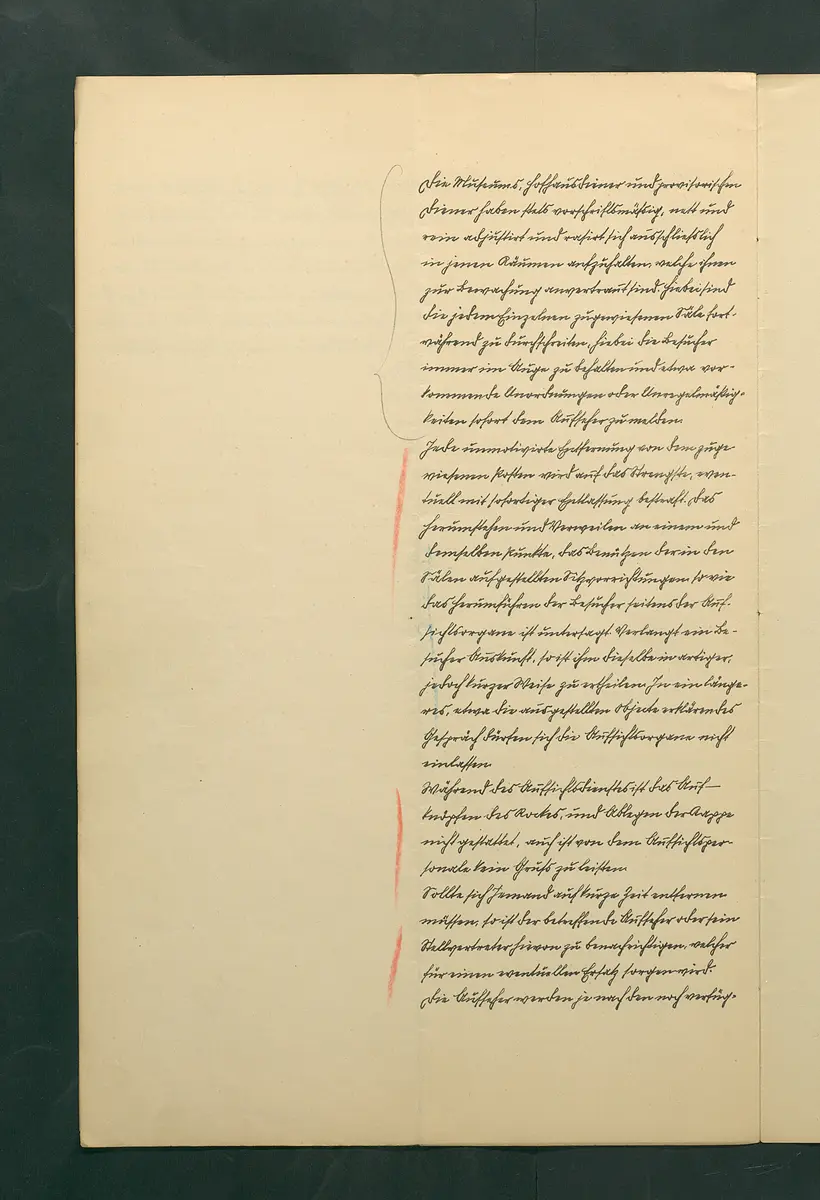handschriftliche Dienstordnung für Museumsaufseher