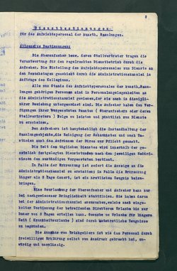 Dienstbestimmungen für das Aufsichtspersonal in den Sammlungen