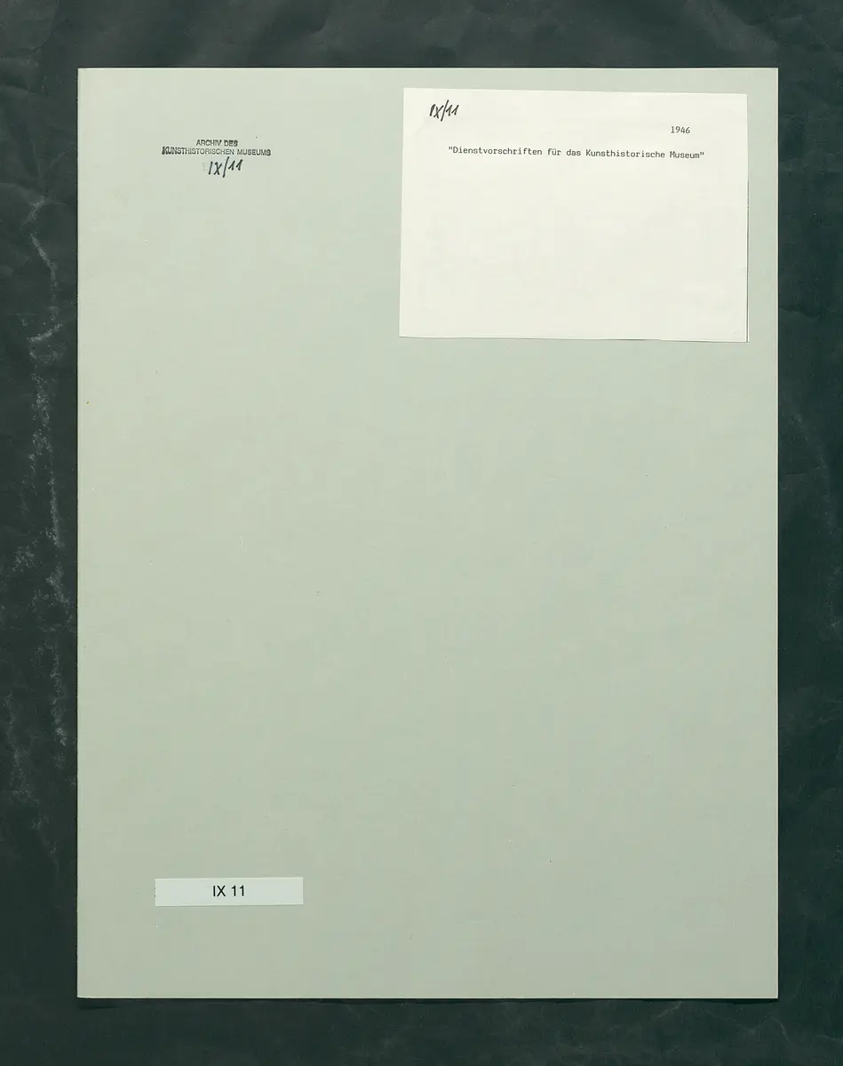 Dienstvorschriften für das Kunsthistorische Museum