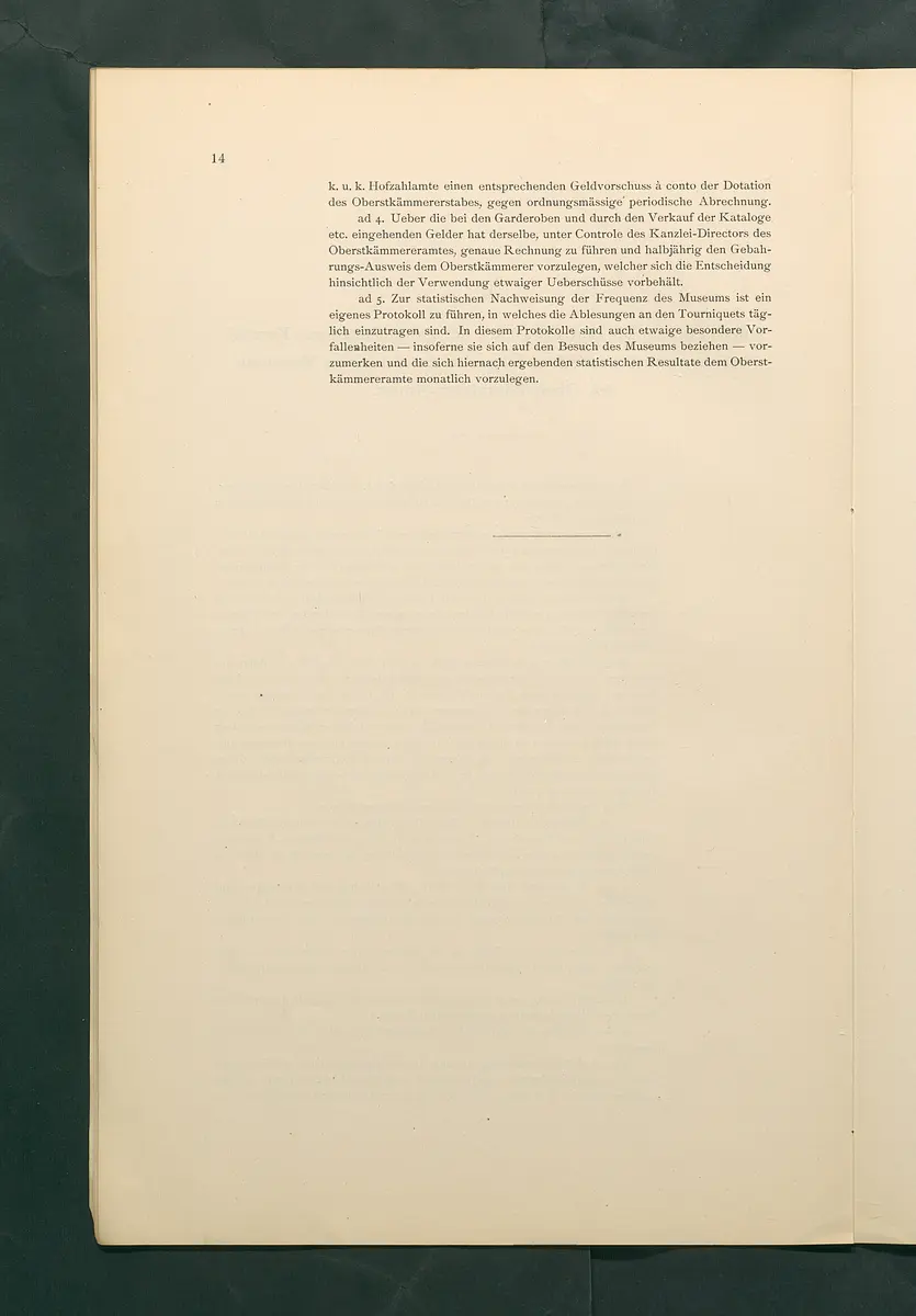 Bestimmungen für den Dienstbetrieb in den kunsthistorischen Sammlungen des Allerhöchsten Kaiserhauses