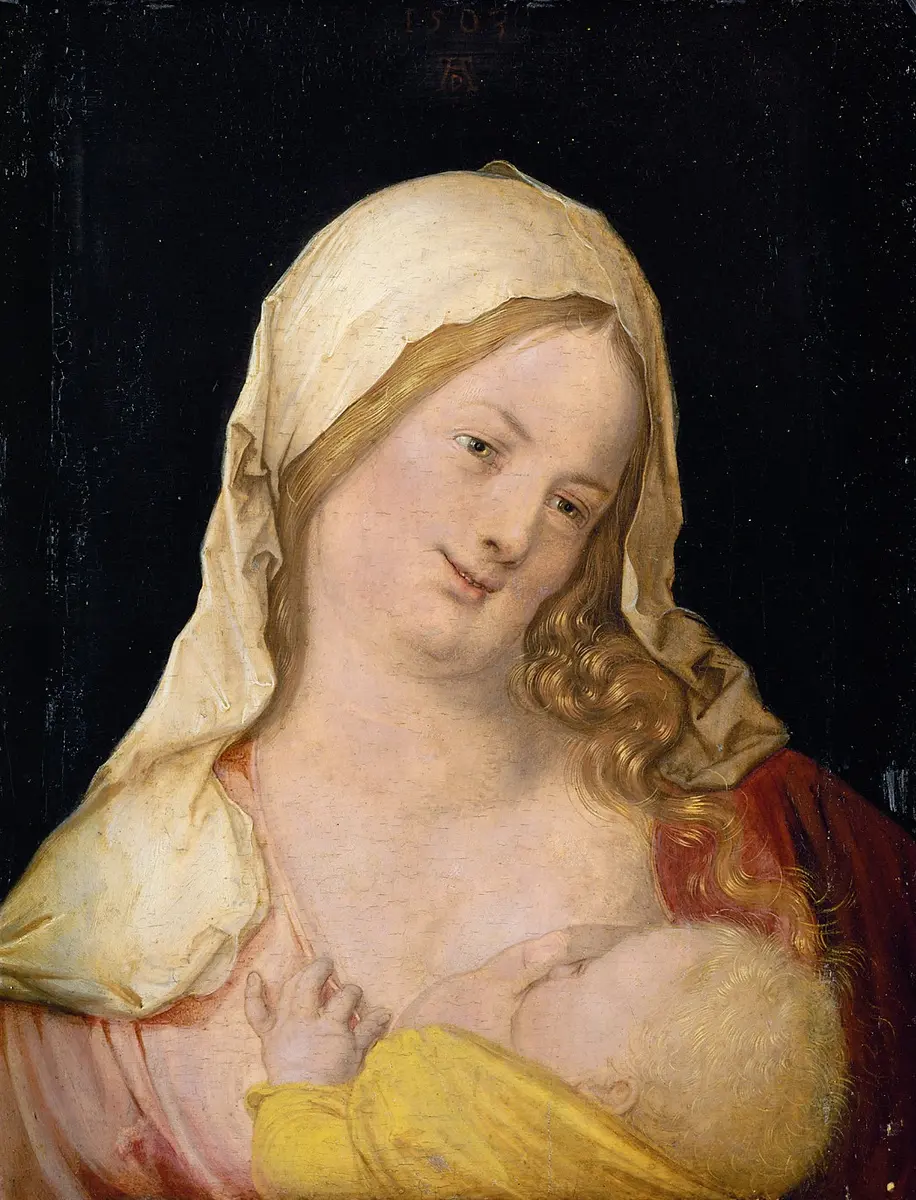 Maria mit Kind an der Brust