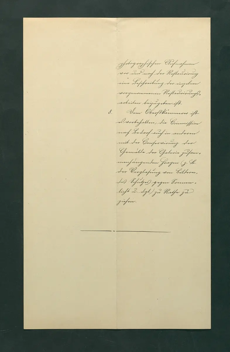 Reglement zur Bilderrestaurierung der Gemäldegalerie (Entwurf)