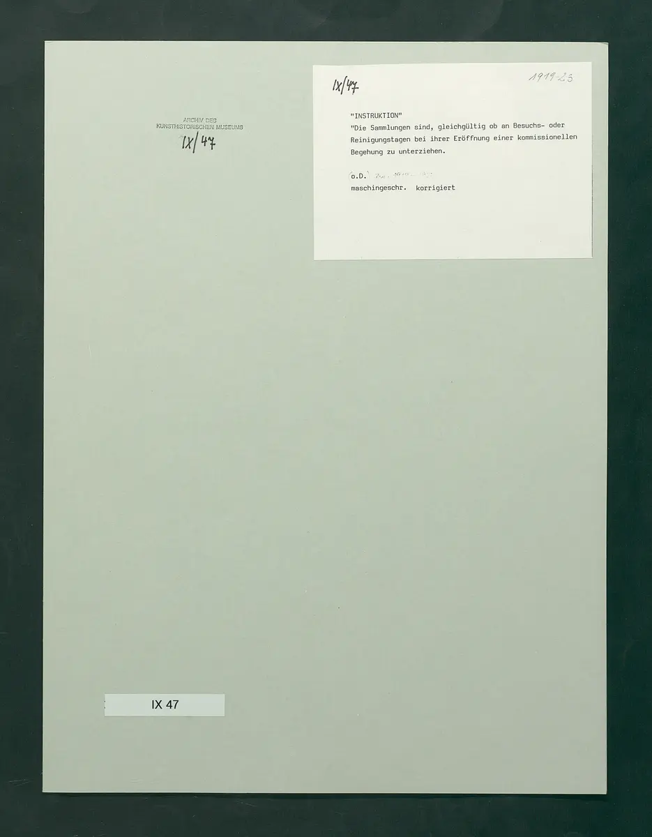 Instruktion zur kommissionellen Begehung der Sammlungen