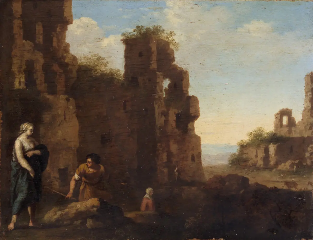 Ruinenlandschaft mit Staffage