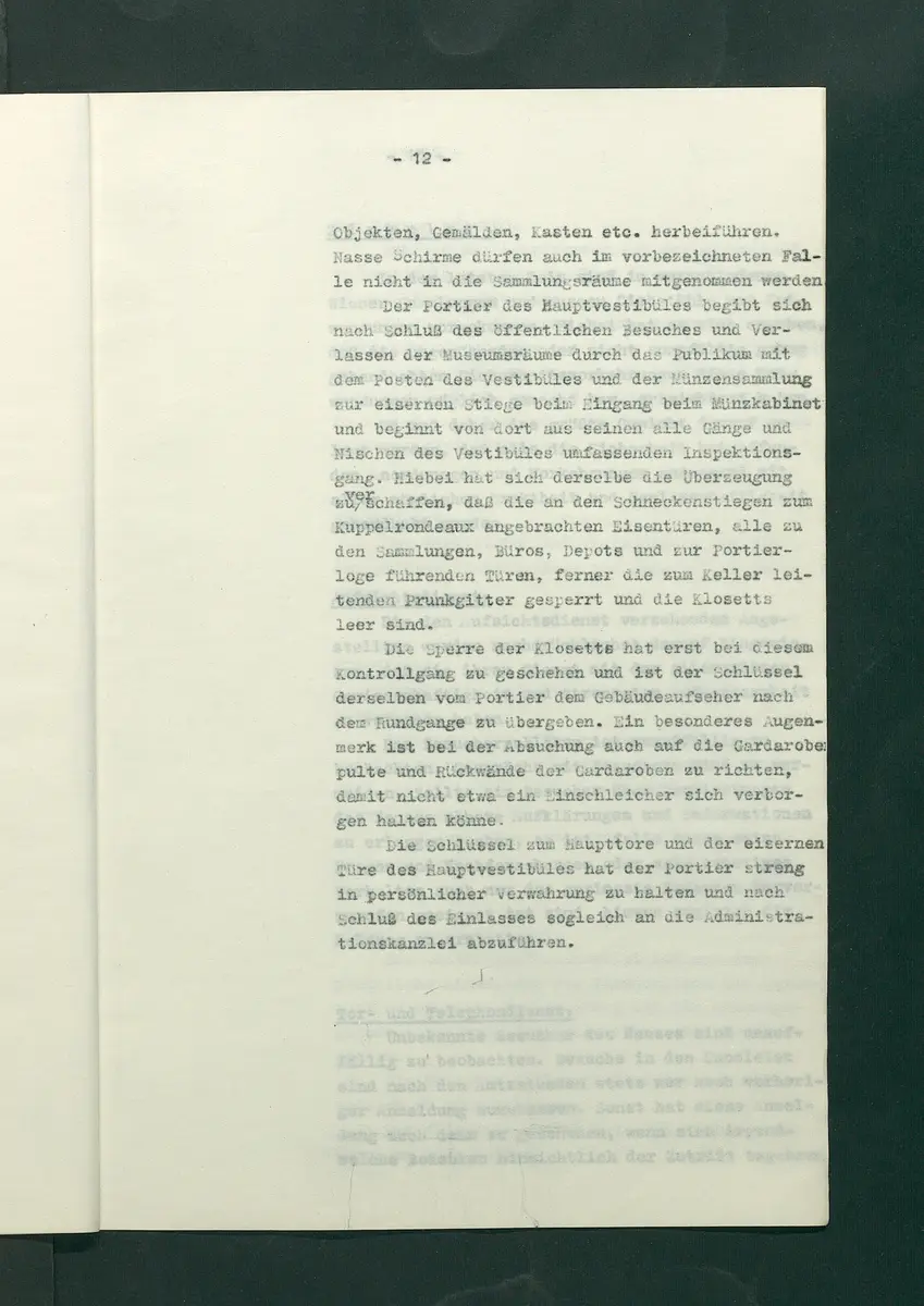 Dienstbestimmungen für das Aufsichtspersonal in den Sammlungen
