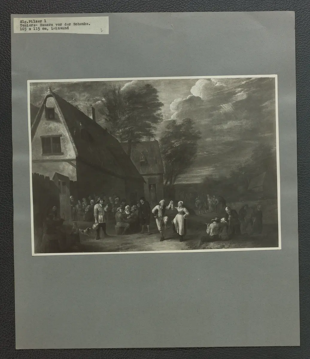 Teniers, Bauern vor der Schenke. 165 x 115 cm, Leinwand