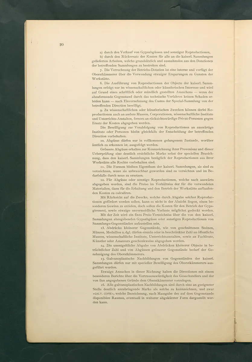 Bestimmungen für den Dienstbetrieb in den kunsthistorischen Sammlungen des Allerhöchsten Kaiserhauses