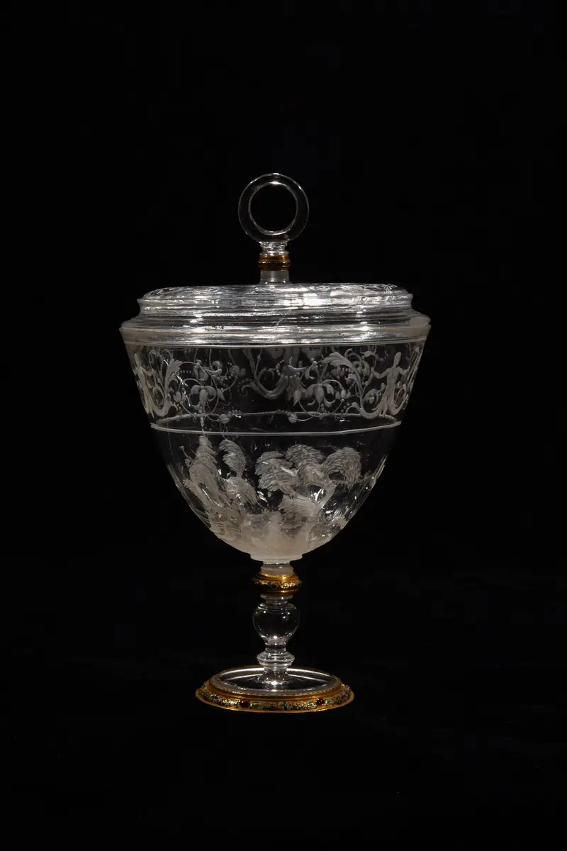 Deckelpokal mit Jagdszenen