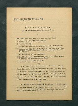 Dienstvorschrift für das Kunsthistorische Museum in Wien