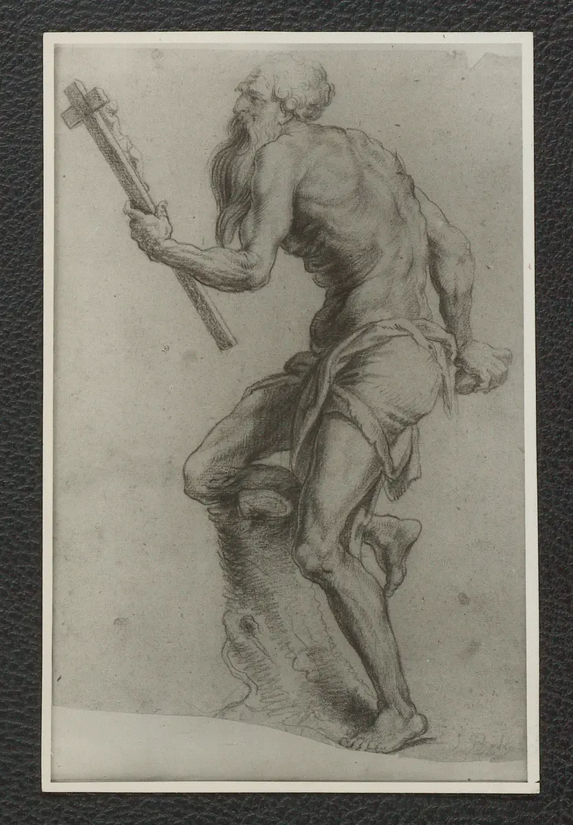 Oberitalienisch, um 1540, Rötelzeichnung, Goldrahmen. 17 x 27 cm