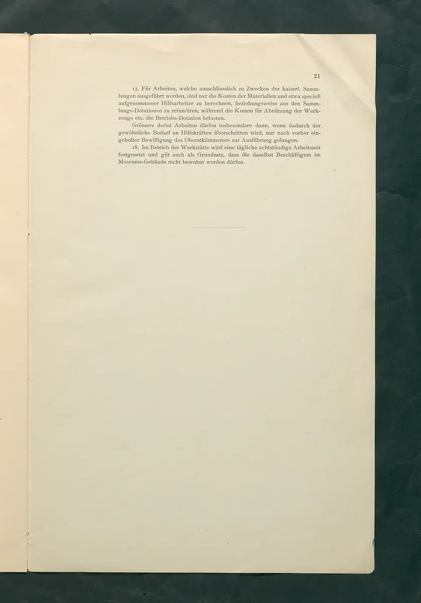 Bestimmungen für den Dienstbetrieb in den kunsthistorischen Sammlungen des Allerhöchsten Kaiserhauses