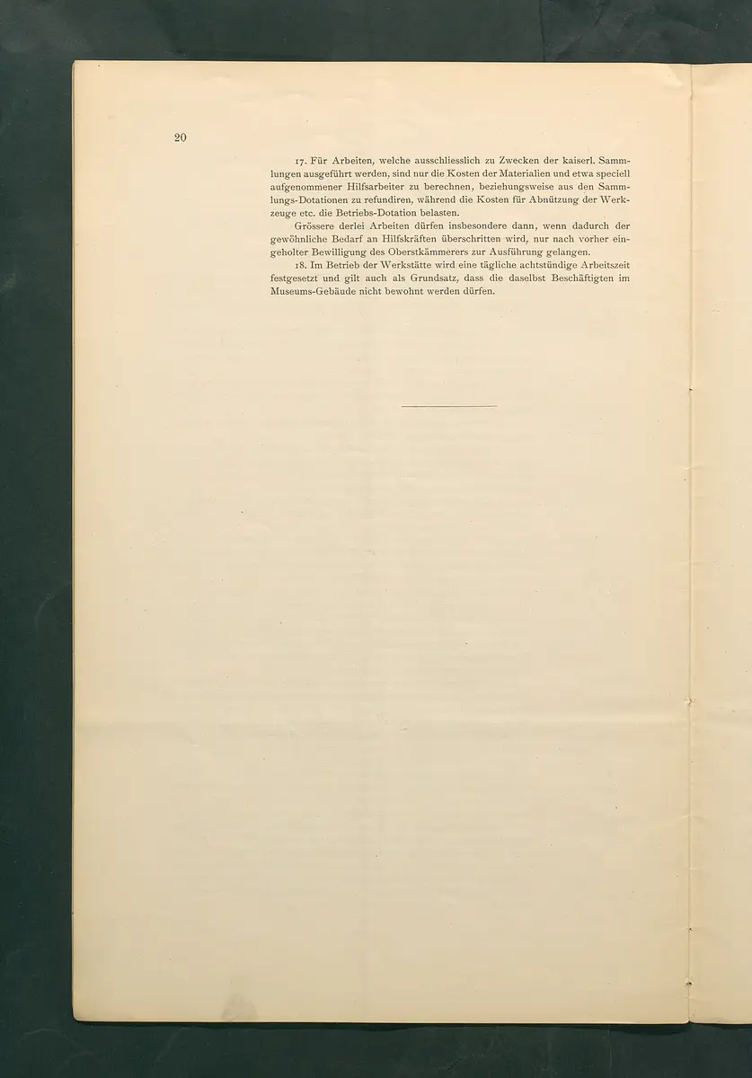Bestimmungen für den Dienstbetrieb in den kunsthistorischen Sammlungen des Allerhöchsten Kaiserhauses
