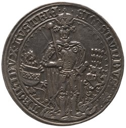 Ehg. Sigismund, Guldiner, frontal im Harnisch stehend, Turnierreiter