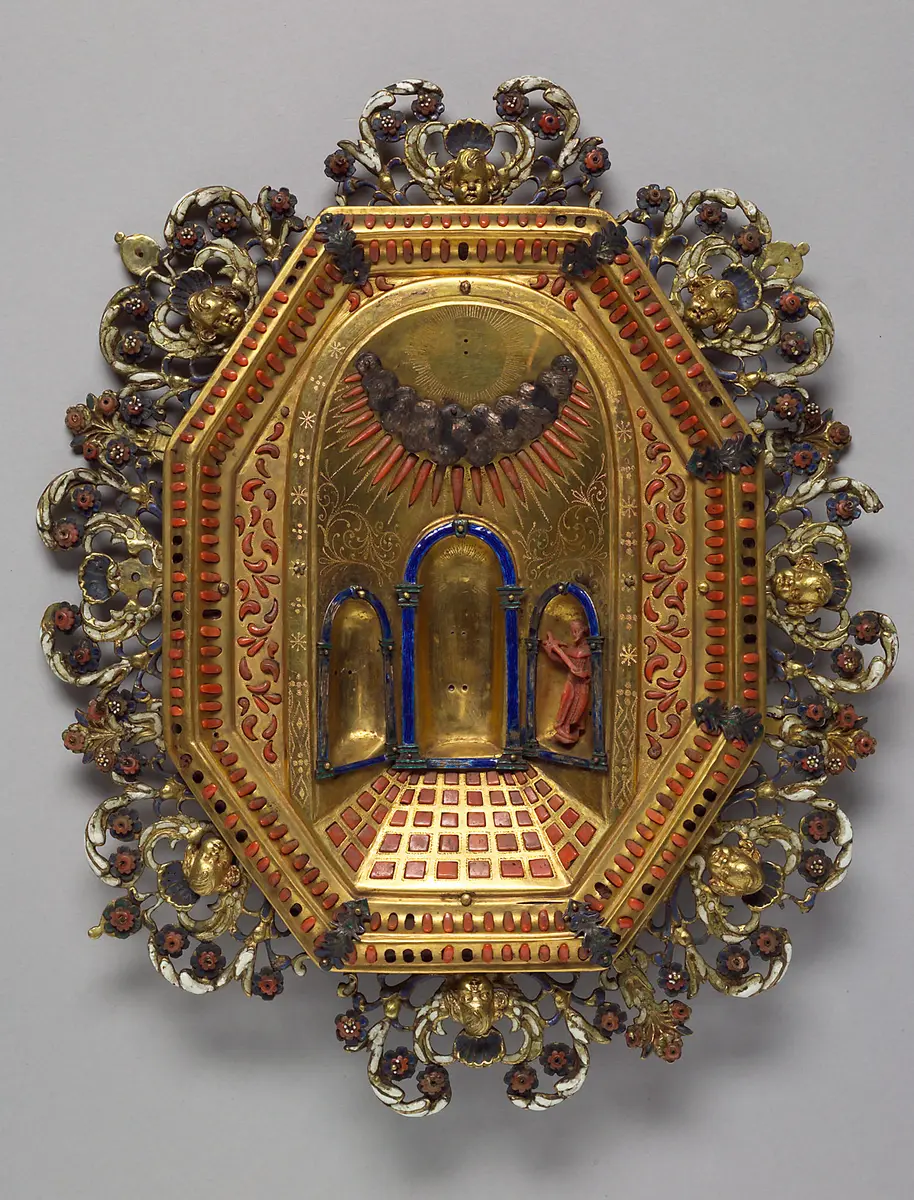 Wanddekoration, Relief, Einlegearbeit, Korallenmosaik