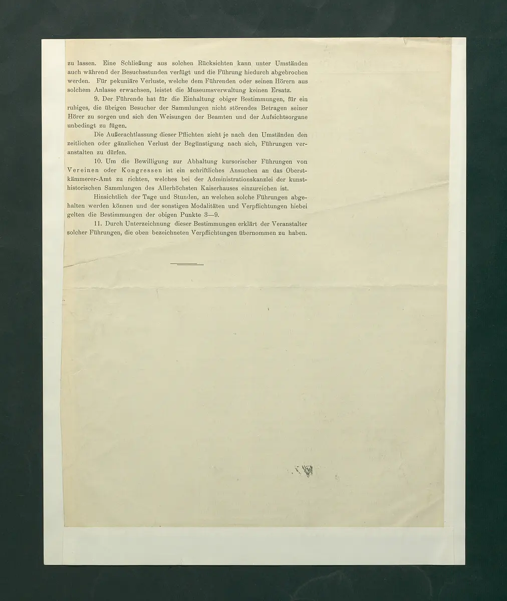 Bestimmungen für die Abhaltung von Führungen in den Sammlungen des Allerhöchsten Kaiserhauses