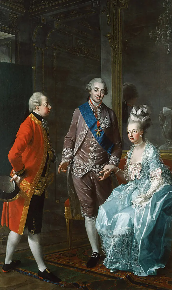 König Ludwig XVI. von Frankreich (1754-1793), seine Gemahlin Marie Antoinette (1755-1793) und ihr Bruder Erzherzog Maximilian (1756-1801)